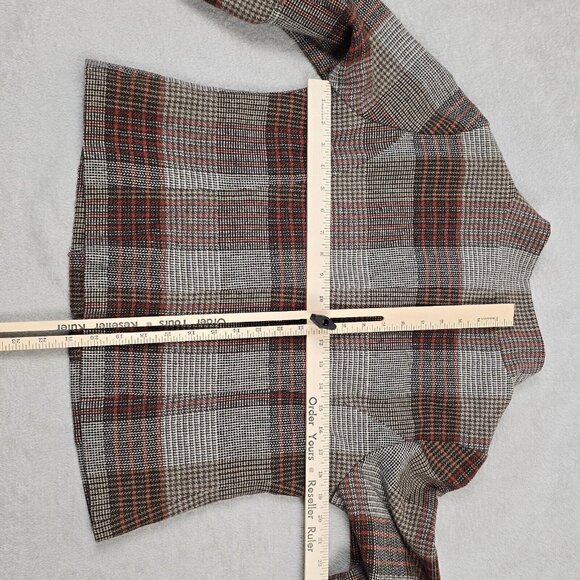 Live a Little Jacket Womens Medium Plaid Preppy Autumn Wardrobe Essential Blazer - Picture 13 of 16